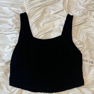 Fab'rik corset style Classic Black Tank Top women large stretchy back sleeveless